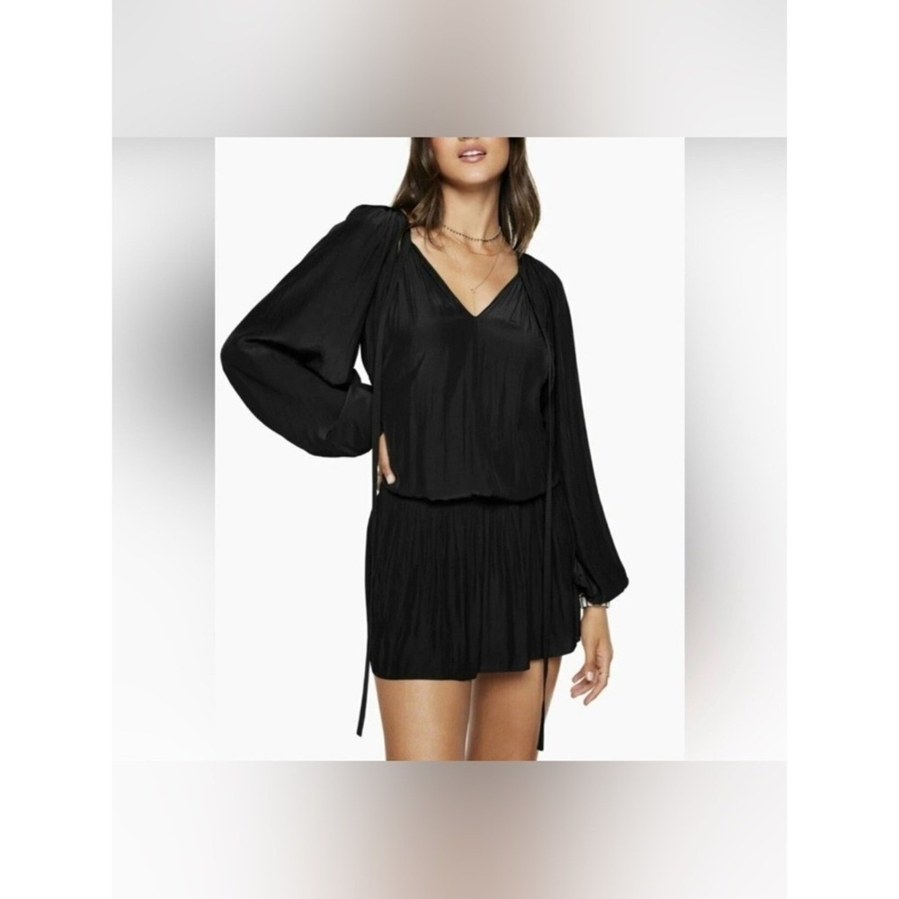 Ramy Brook Paris Blouson Smocked Waist Mini Dress Preppy Elegant Old Money Sz S